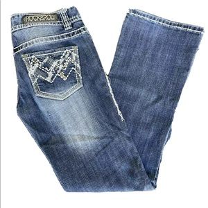 Rock & Roll Cowgirl Jeans Bootcut Blue Embellished Bling Women’s Sz 27 X 29.5*